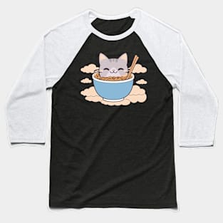 cute cat eats Bowl of ramen cuteness enthusiasts Baseball T-Shirt